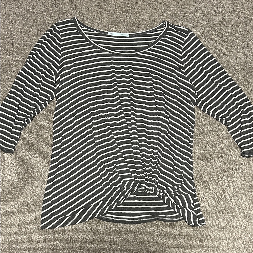Maurices Charcoal Gray and White Striped Blouse